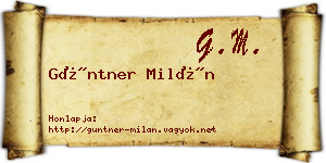 Güntner Milán névjegykártya