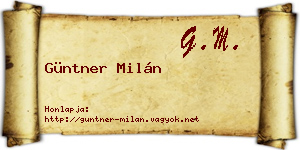 Güntner Milán névjegykártya